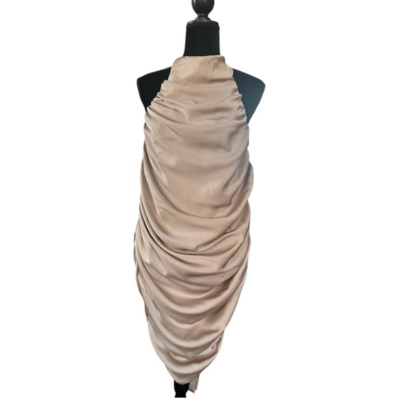 FASHION NOVA Taupe Draped Women's Dress - Picture 3 of 12